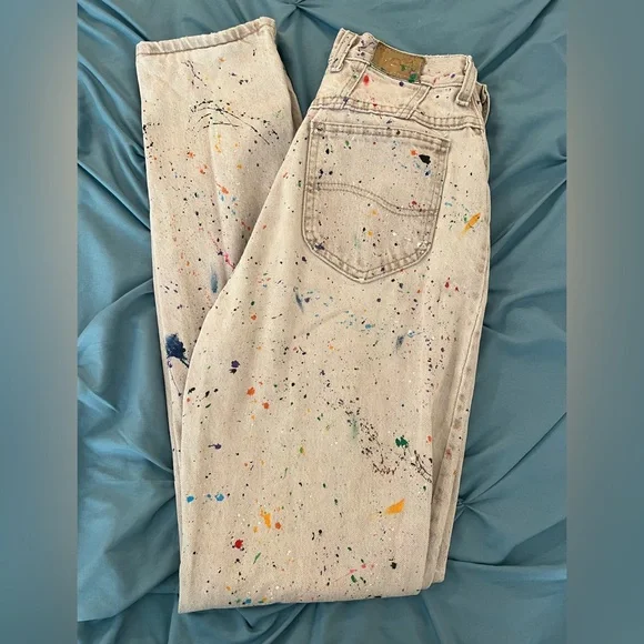 Colorful Paint Splatter Reworked Vintage Levi Denim Jeans - Picture 5 of 6